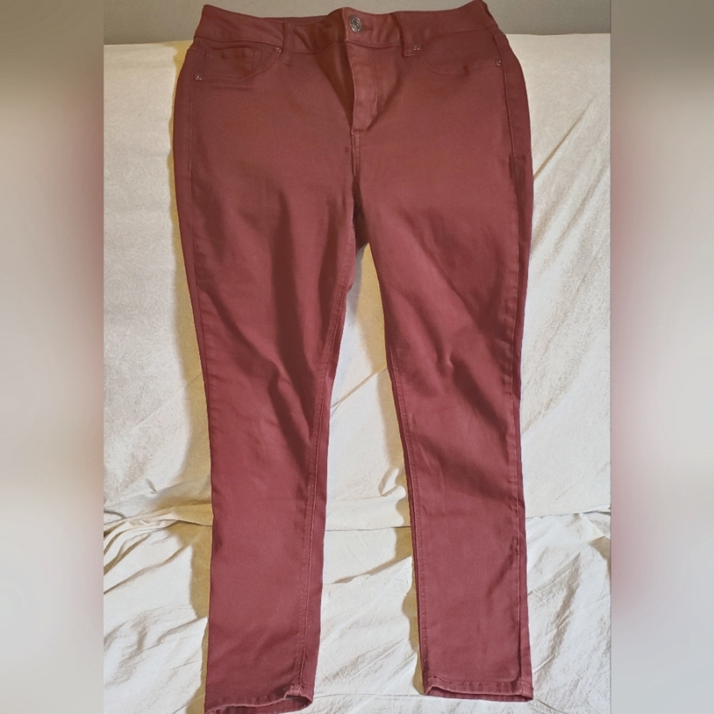 Maurice's Womens Burgundy/Maroon/Red Jeggings Skinny Mid-Rise Pants
